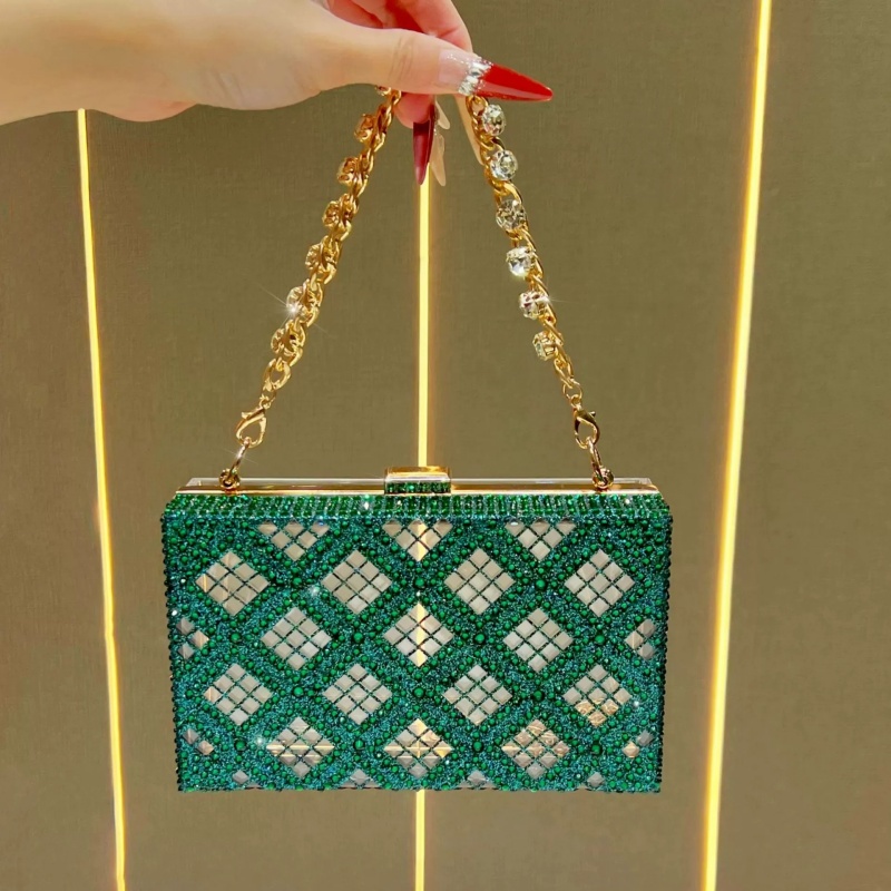 Event Party Box - Elegant Emerald Green Rhinestone Hard Box