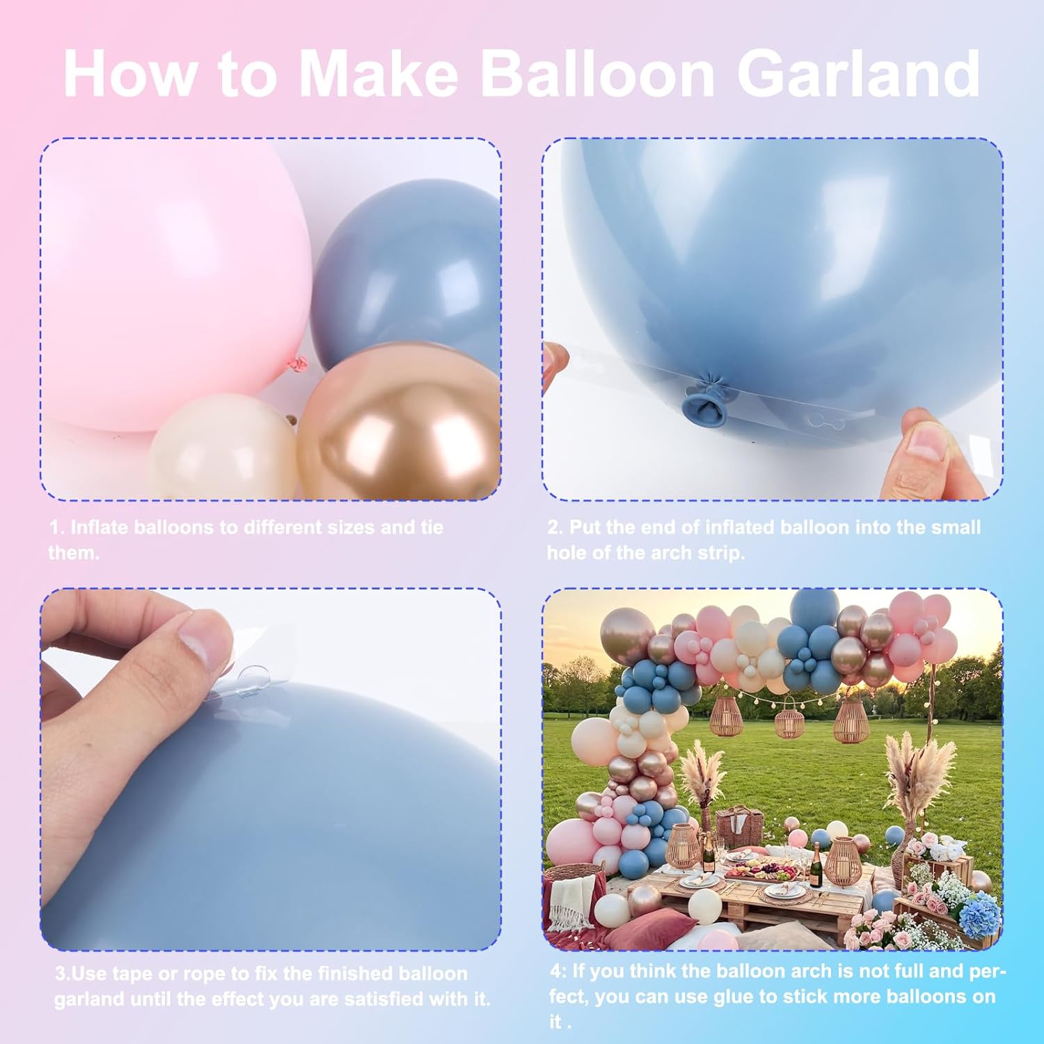 Dusty Pink Blue Champagne Gold - Balloon Arch Kit review and price