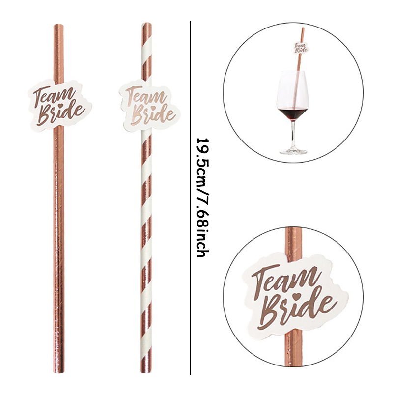 10pcs Team Bride Rose Gold Str - Paper Straw Color review and price